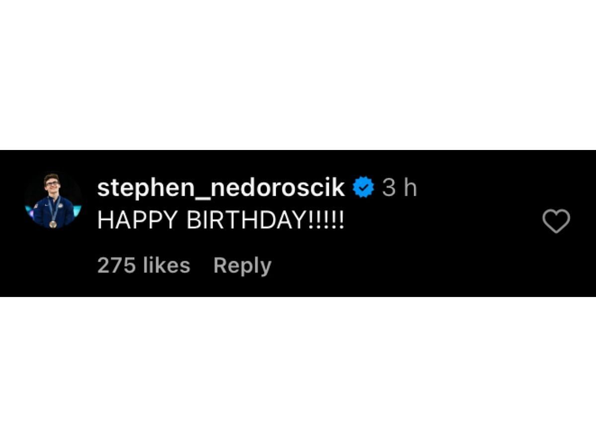 Nedoroscik’s comment on Instagram